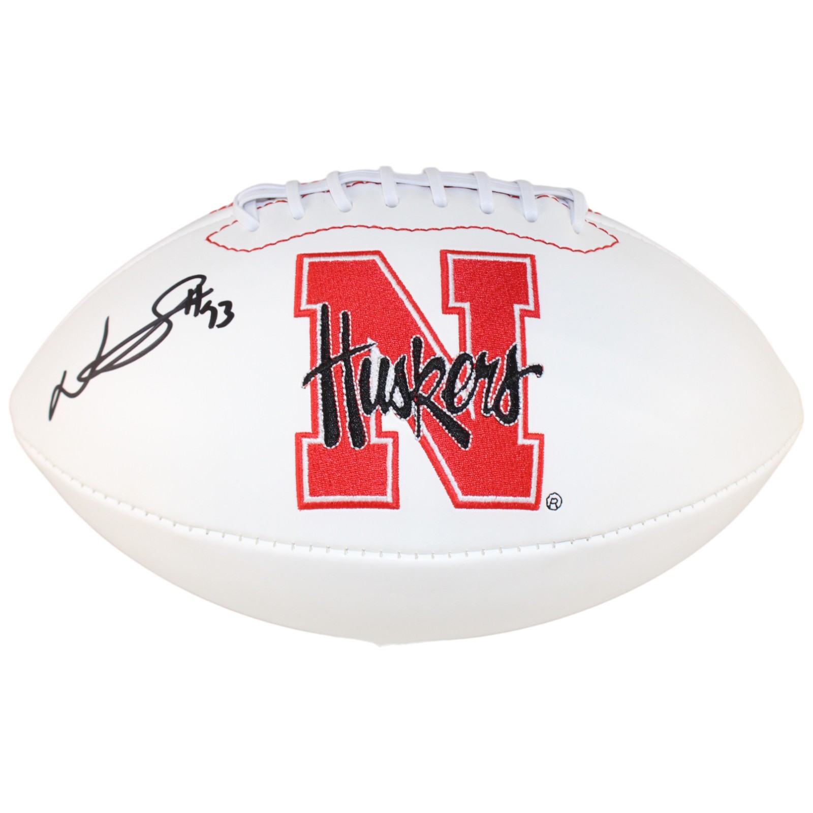 Ndamukong Suh Autographed Nebraska Cornhuskers Logo Football Beckett WIT 52788