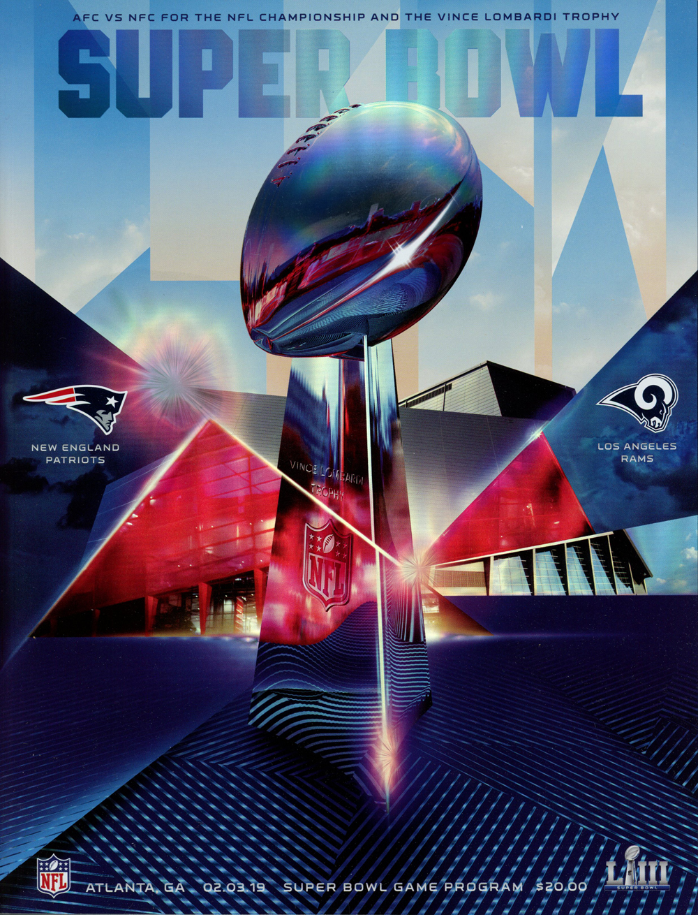 Super Bowl LIII Program New England Patriots vs Los Angeles Rams