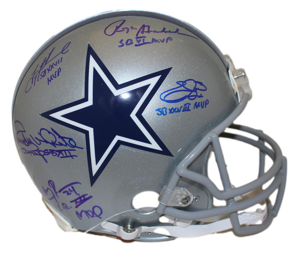 Dallas Cowboys Super Bowl MVP Signed Authentic VSR4 Helmet 5 Sigs Beckett