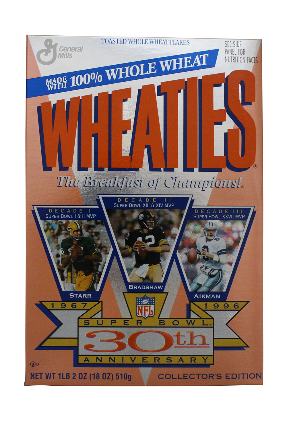 Super Bowl 30th Anniversary Wheaties Box Flattened Starr Bradshaw Aikman 32021