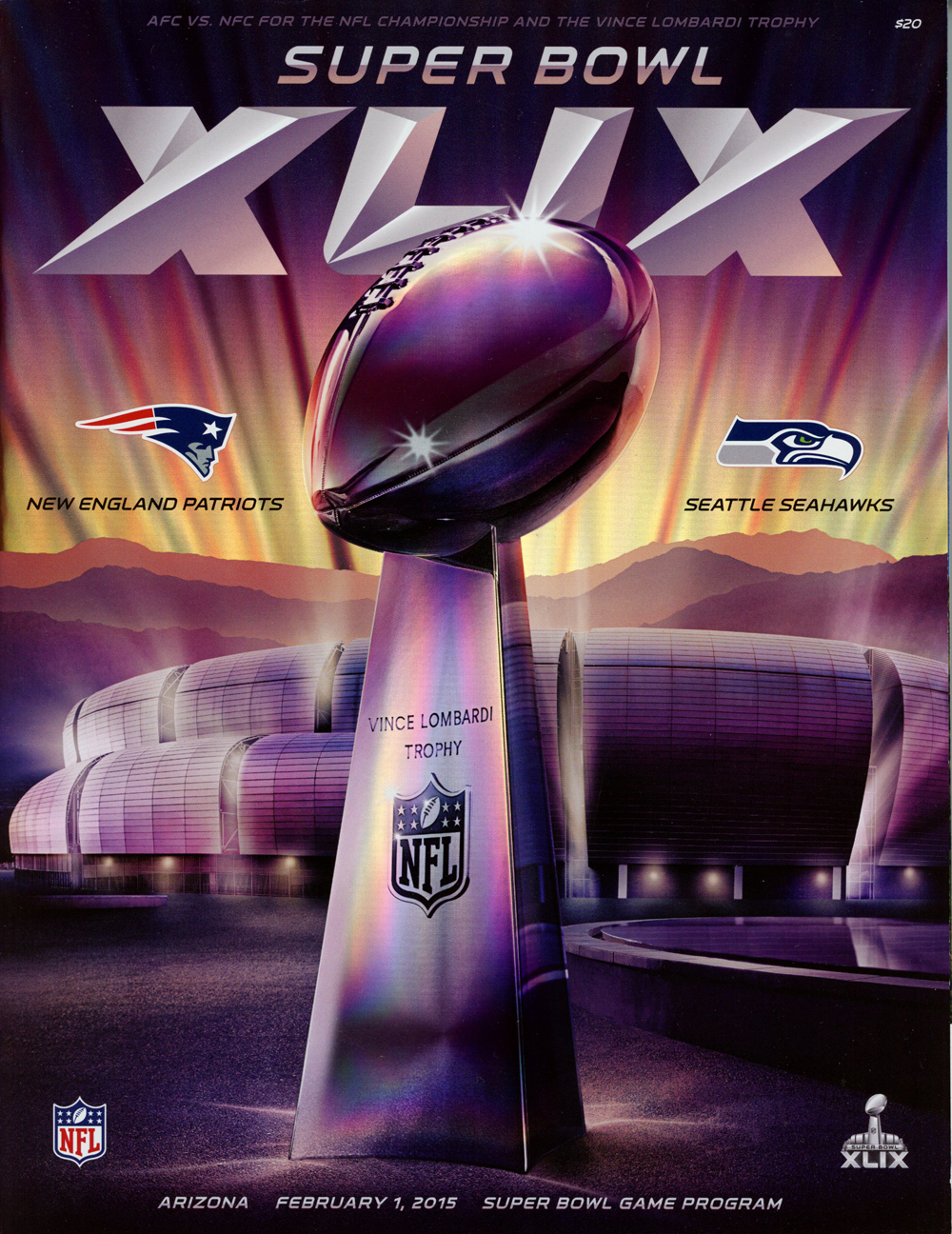 Super Bowl XLIX Program New England Patriots vs Seattle Seahawks
