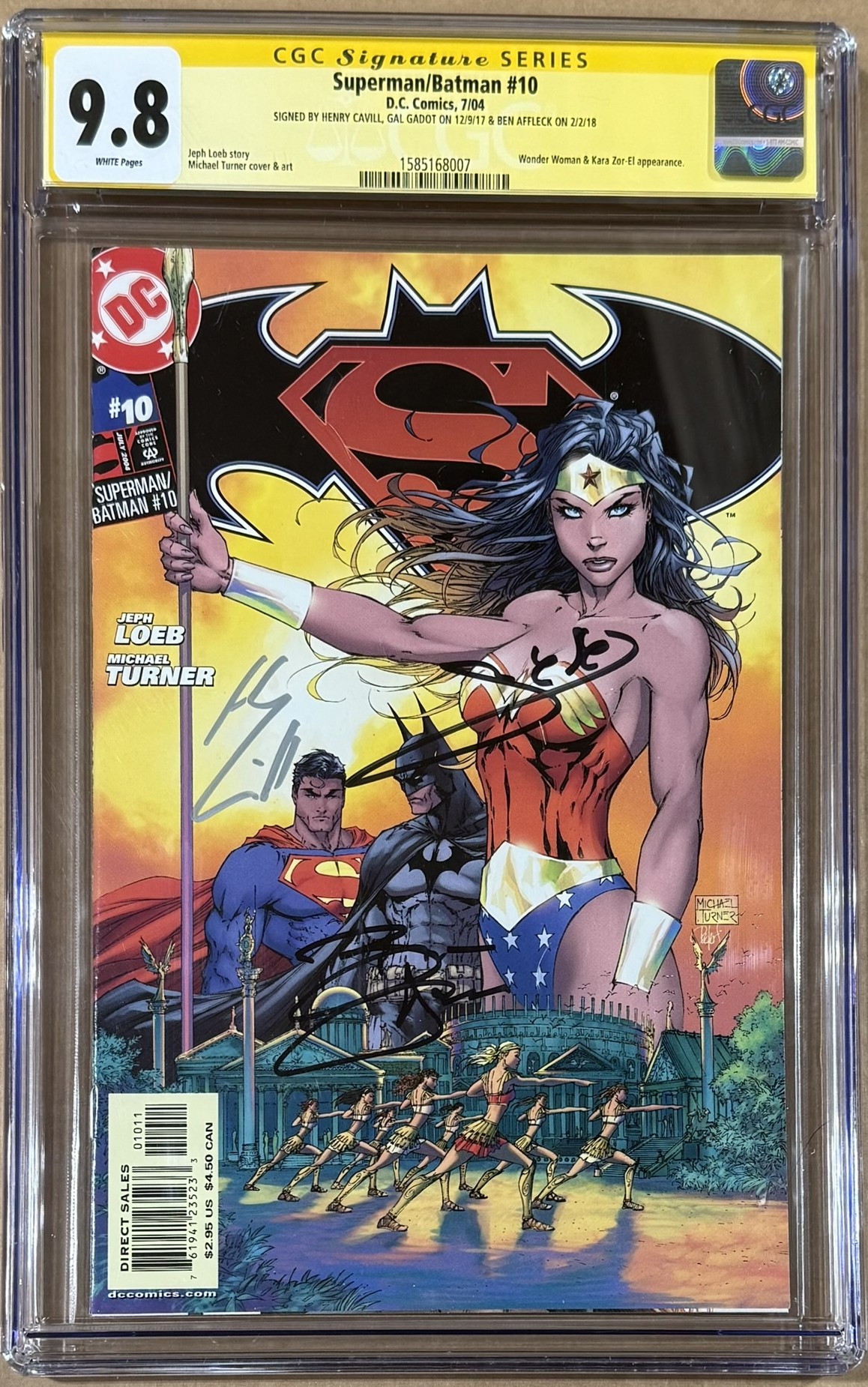 Ben Affleck Gal Gadot Henry Cavill Autographed Superman/Batman #10 CGC 9.8 56593