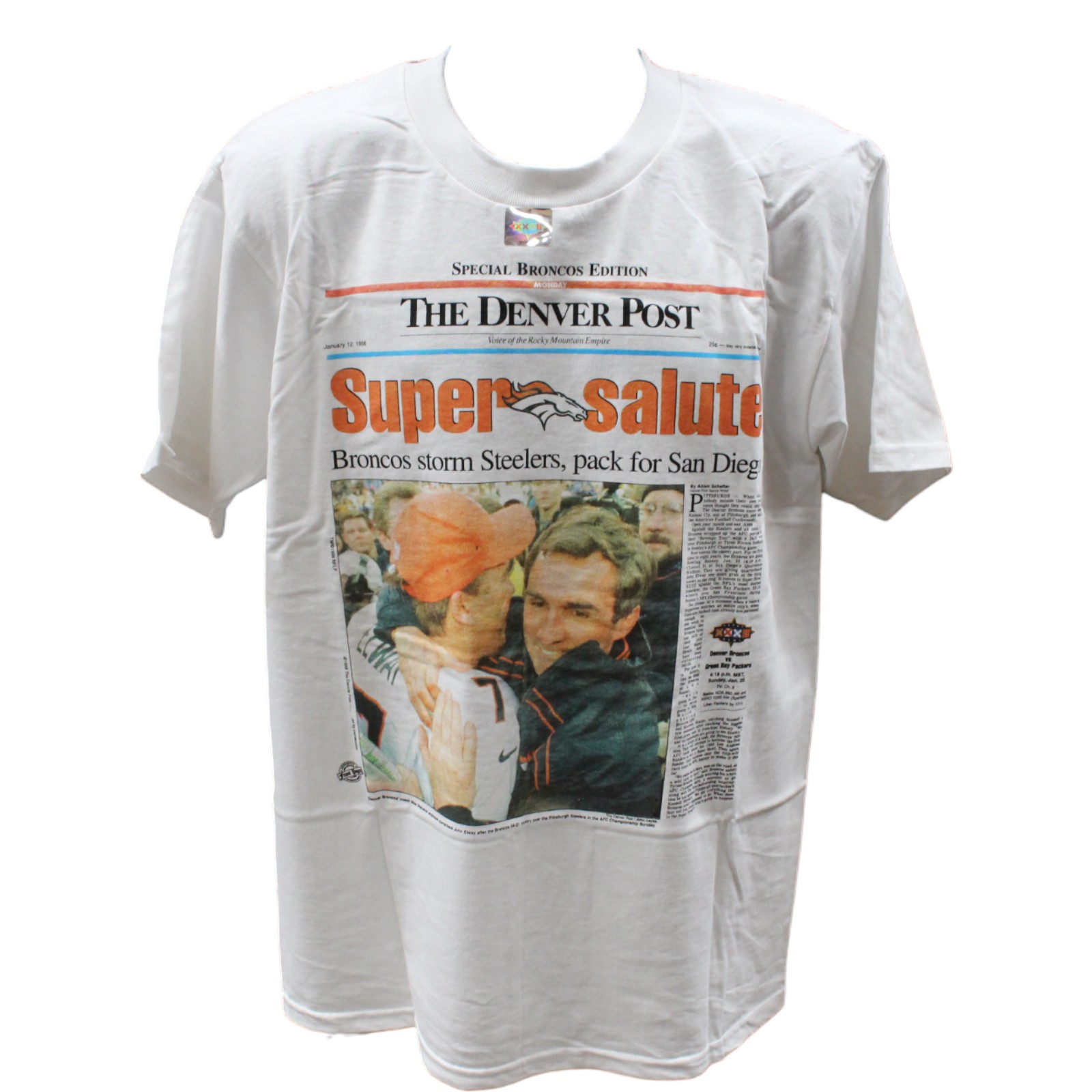 Denver Broncos "Super Salute" Denver Post White Large T-Shirt 45853