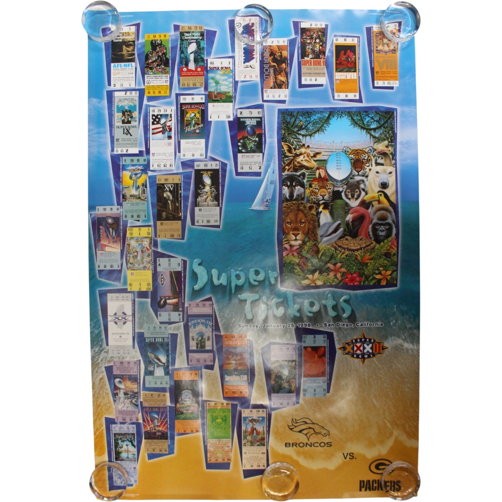 Denver Broncos Super Bowl XXXII 24x36 Super Bowl Tickets Poster 57551