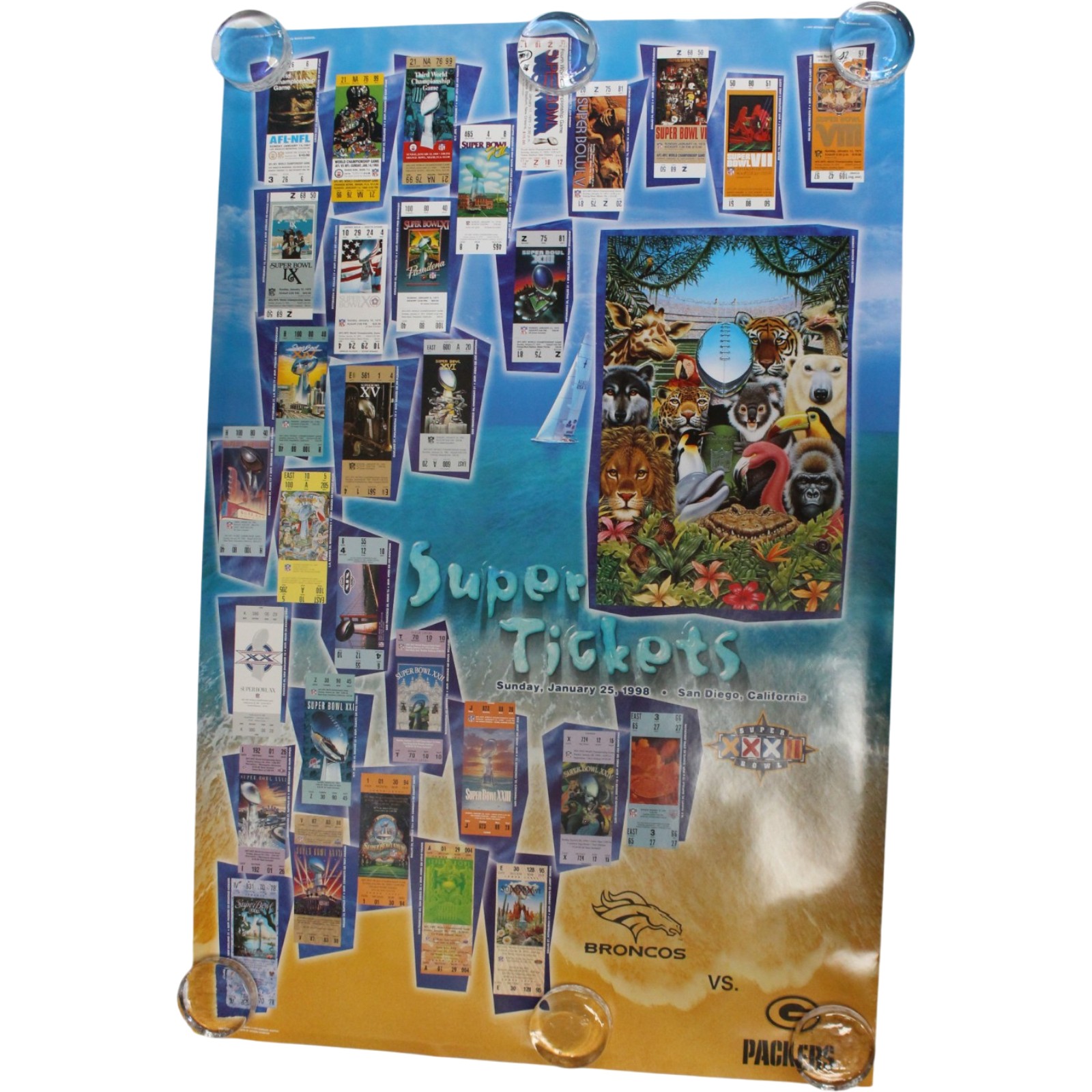 Denver Broncos Super Bowl XXXII 24x36 Super Bowl Tickets Poster 57551 2 Denver Broncos Super Bowl XXXII 24x36 Super Bowl Tickets Poster 57551
