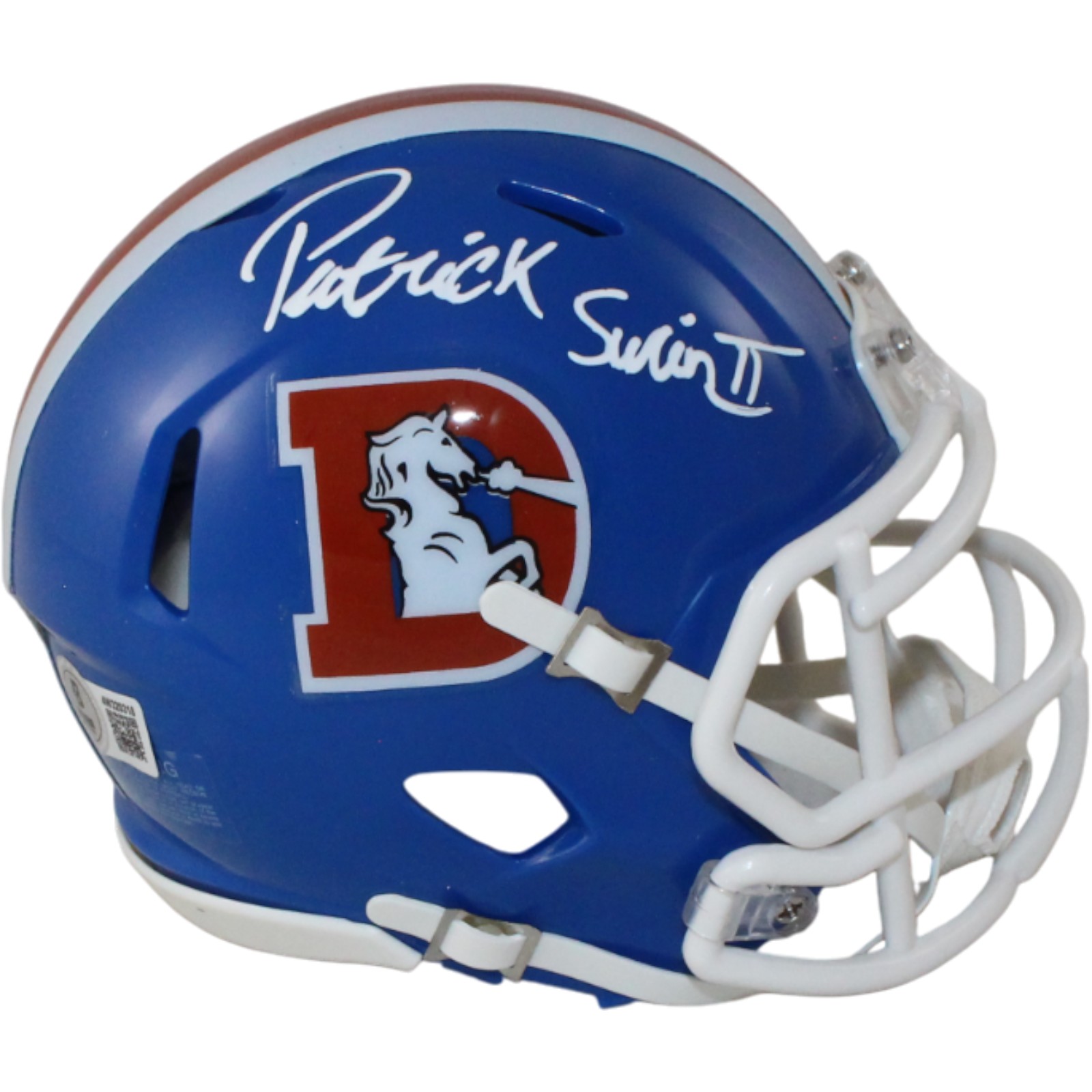 Patrick Surtain Autographed Denver Broncos TB Mini Helmet Beckett Witness 54654