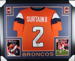 Patrick Surtain Autographed Pro Style Orange Framed Jersey 35x43 Beckett 53765