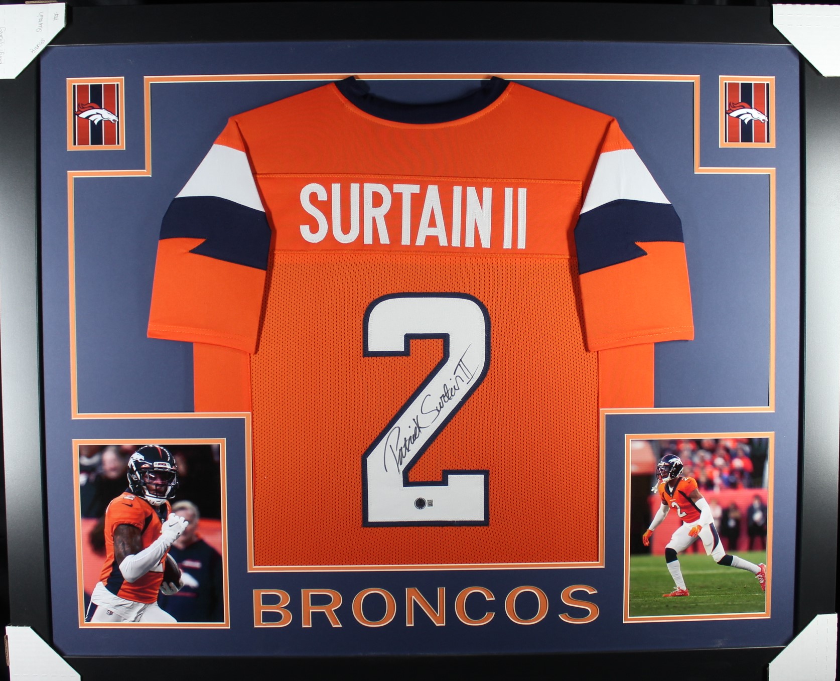 Patrick Surtain Autographed Pro Style Orange Framed Jersey 35x43 Beckett 53765