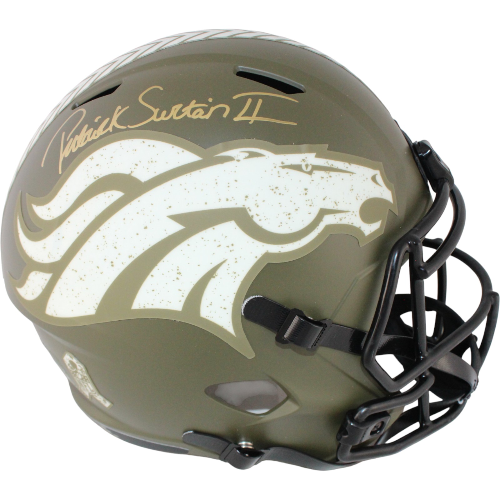 Patrick Surtain Autographed Denver Broncos F/S 22 STS Helmet Beckett WIT 53136