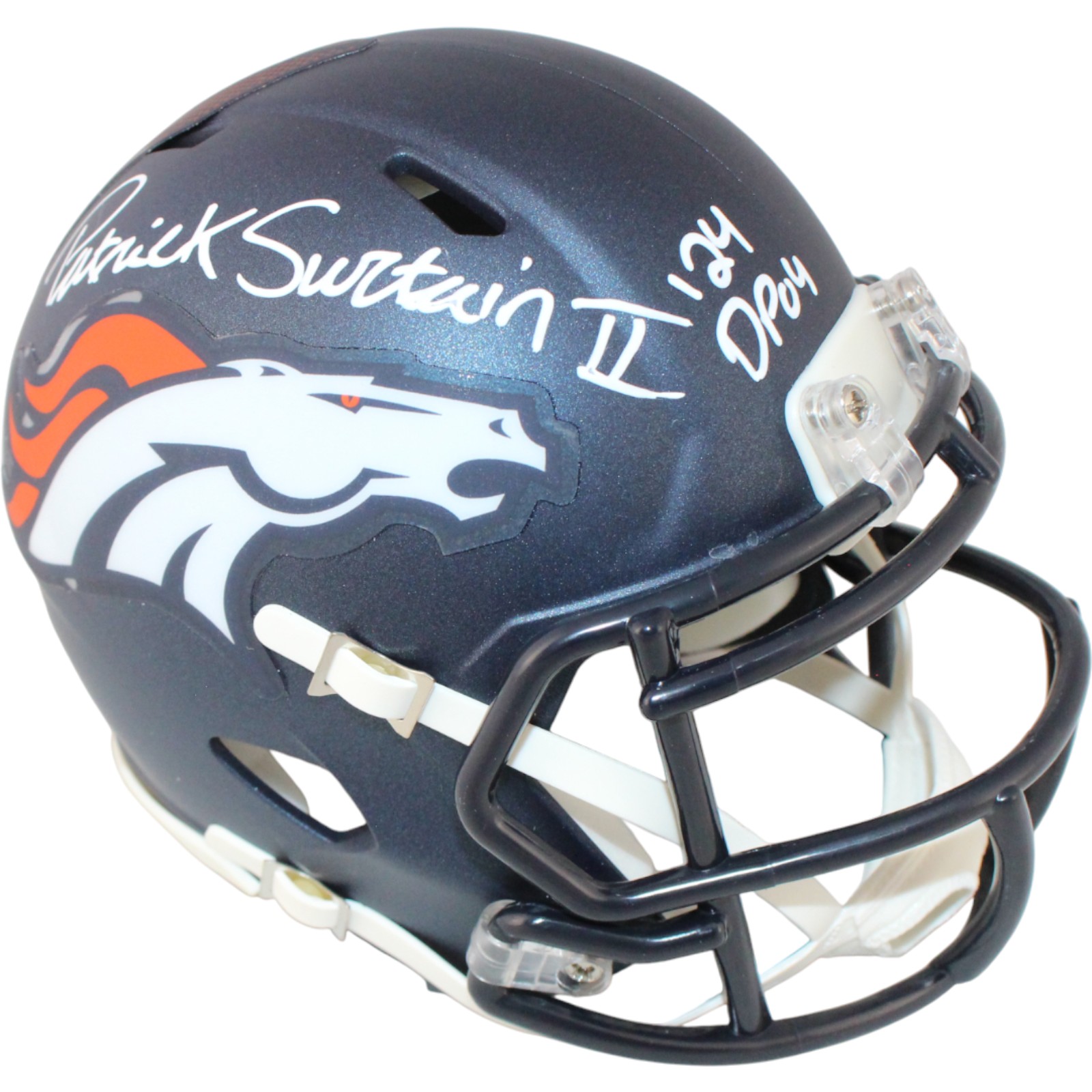 Patrick Surtain Autographed Denver Broncos Mini Helmet 24 DPOY Beckett WIT 53138