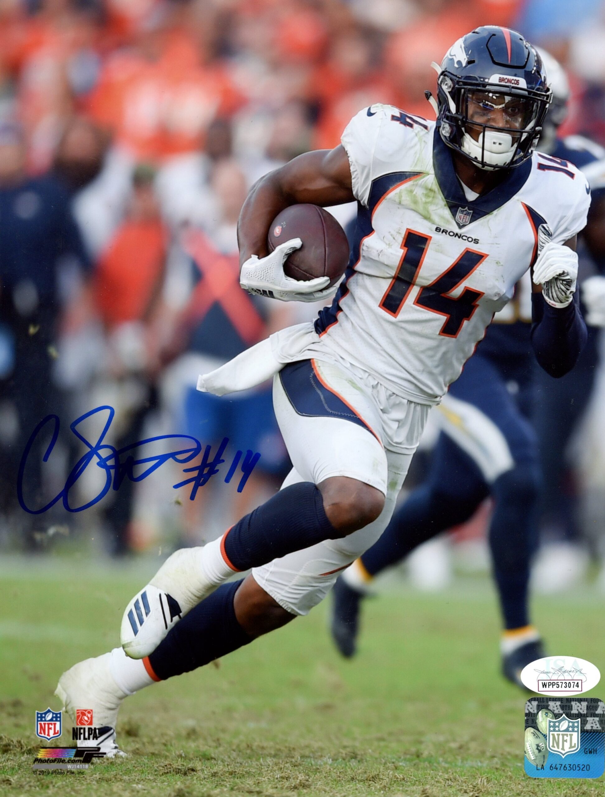 Courtland Sutton Autographed/Signed Denver Broncos 8x10 Photo JSA 53553 1 Courtland Sutton Autographed/Signed Denver Broncos 8x10 Photo JSA 53553