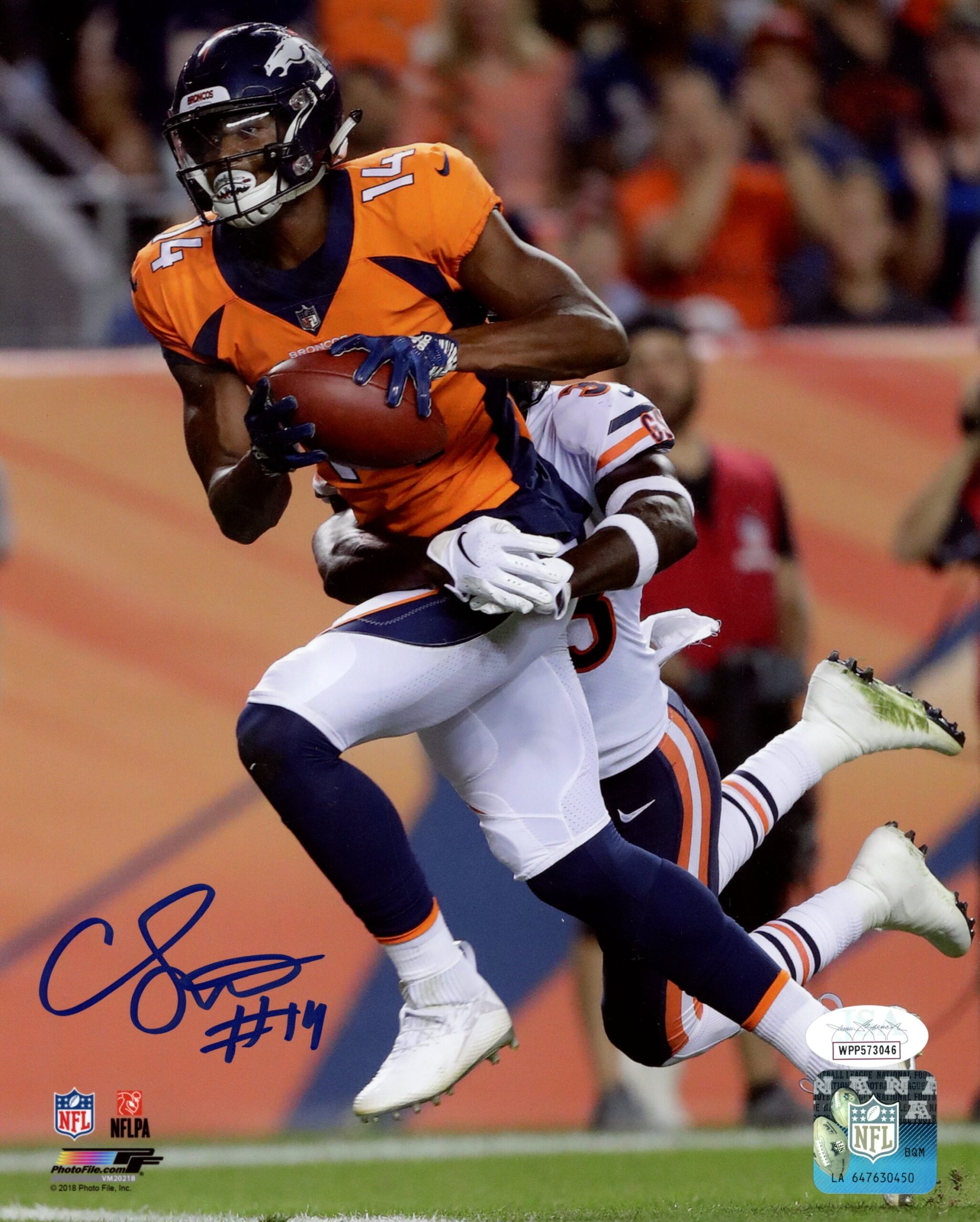 Courtland Sutton Autographed/Signed Denver Broncos 8x10 Photo JSA 53538