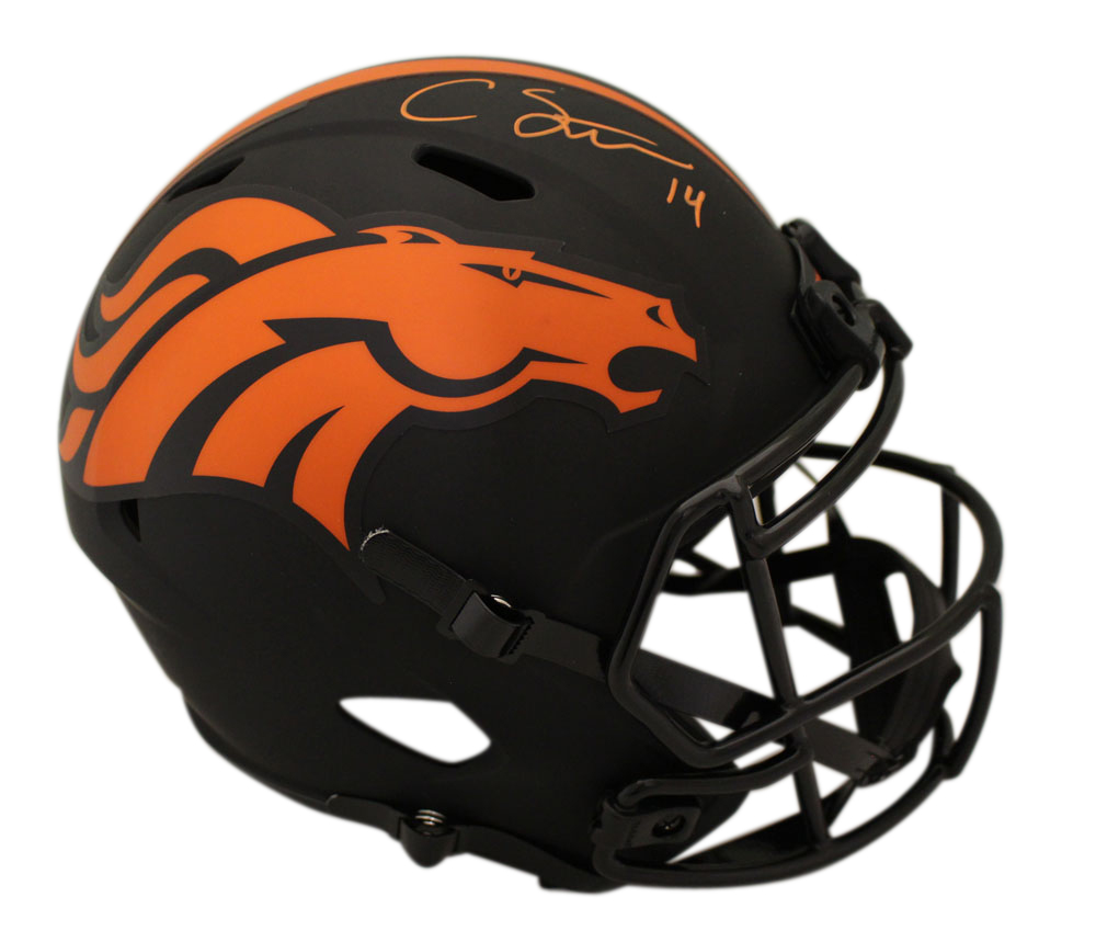 Courtland Sutton Signed Denver Broncos F/S Eclipse Speed Helmet BAS