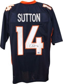 Courtland Sutton Autographed/Signed Pro Style Size XL Blue Jersey Beckett 59394