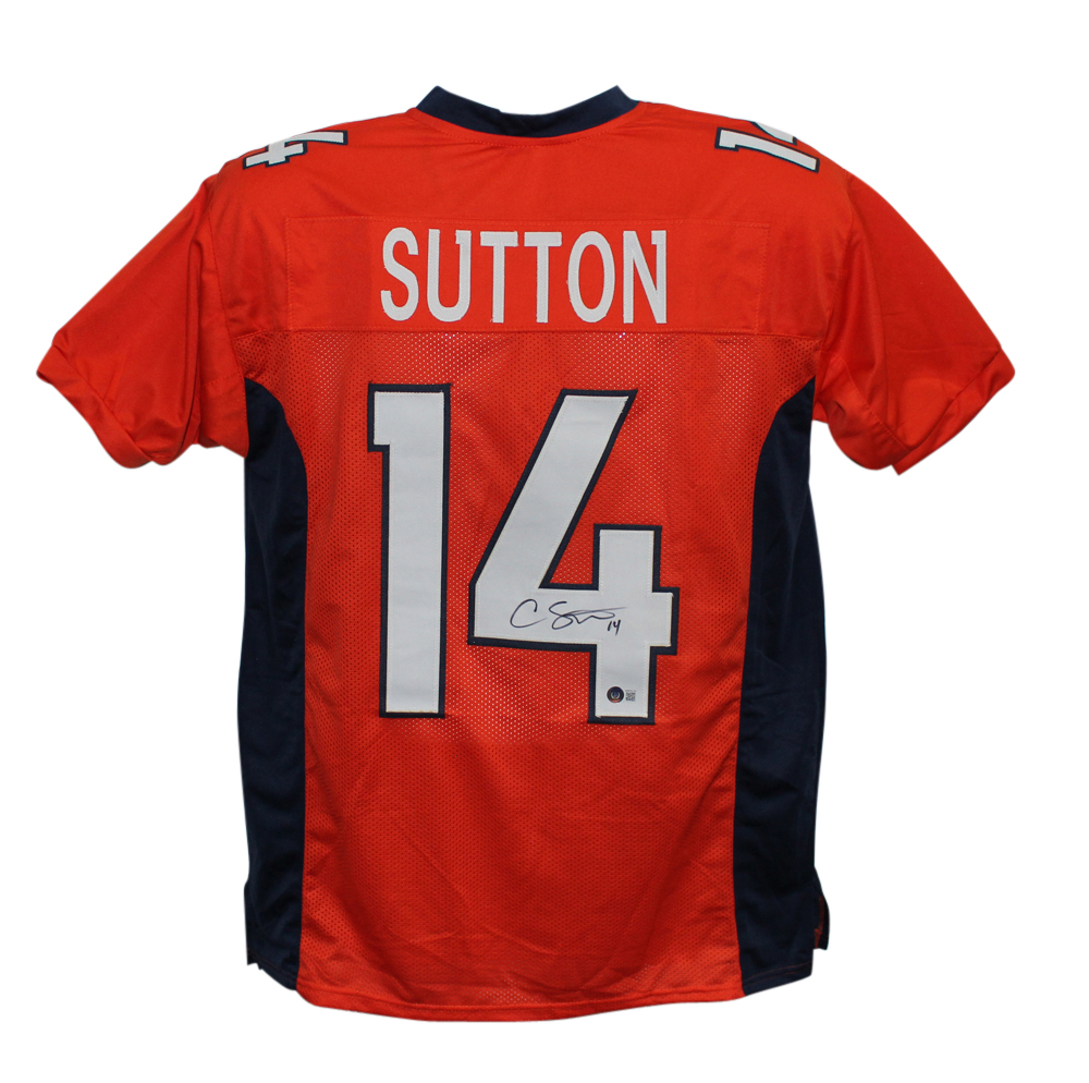 Courtland Sutton Autographed/Signed Pro Style Orange XL Jersey Beckett