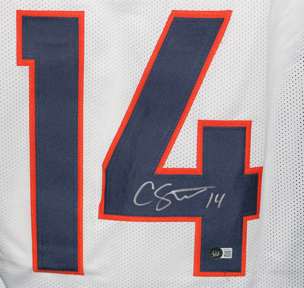 Courtland Sutton Autographed/Signed Pro Style White XL Jersey Beckett