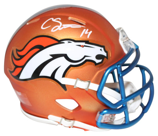 Courtland Sutton Autographed Denver Broncos Blaze Mini Helmet JSA 25809