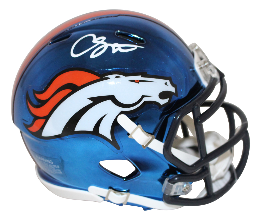 Courtland Sutton Autographed Denver Broncos Chrome Mini Helmet JSA 28105