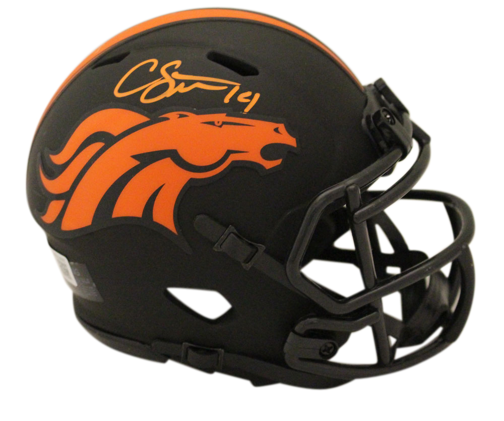 Courtland Sutton Autographed Denver Broncos Eclipse Mini Helmet Beckett