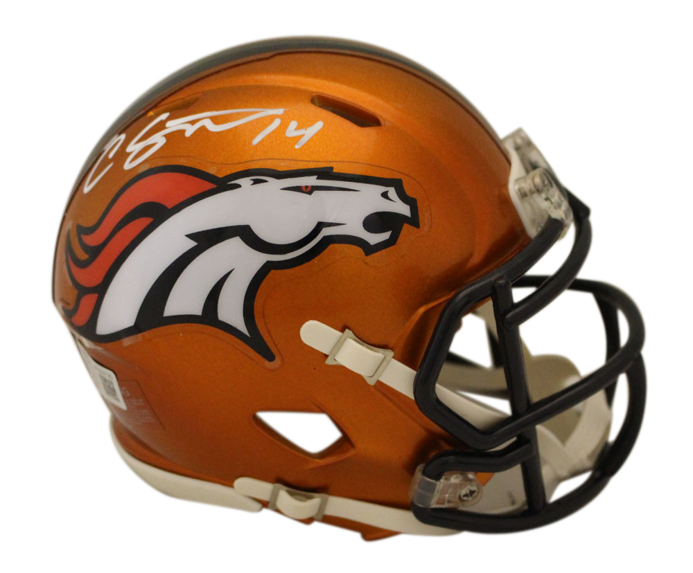 Courtland Sutton Autographed Denver Broncos Flash Mini Helmet Beckett
