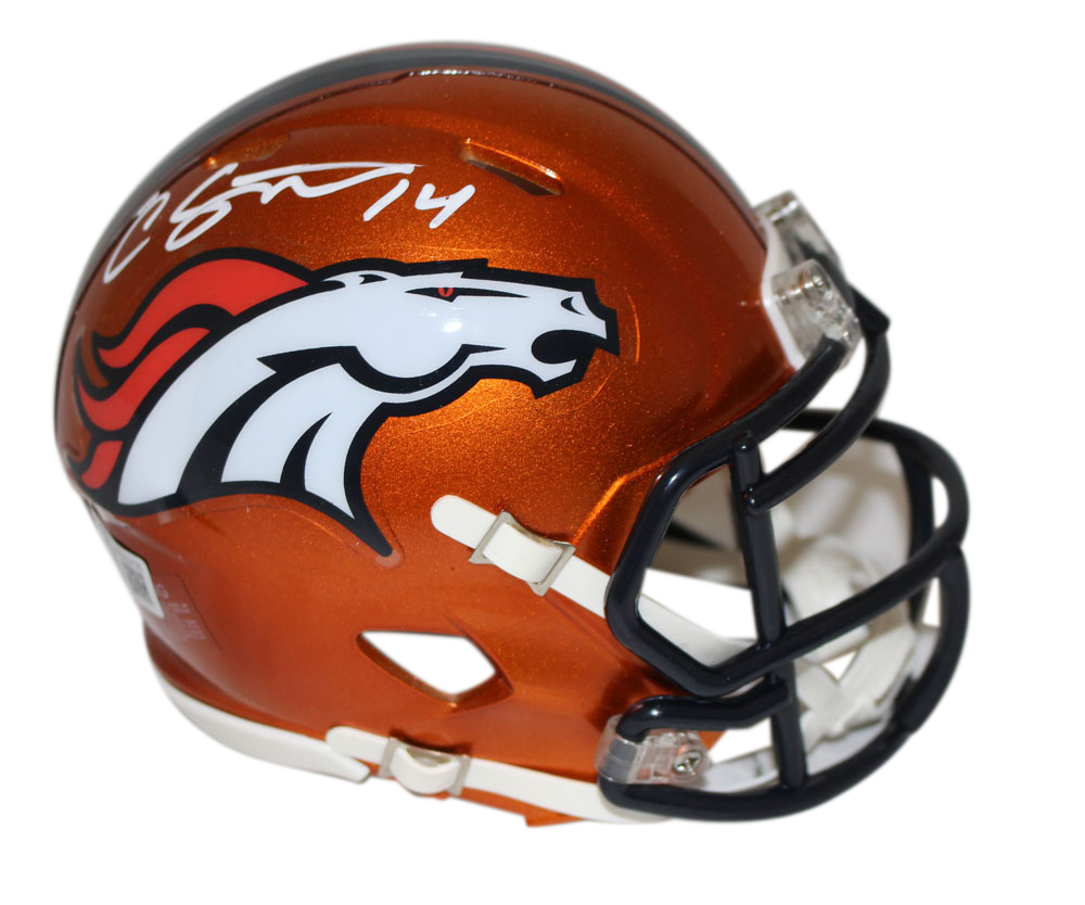 Courtland Sutton Autographed Denver Broncos Flash Mini Helmet Beckett
