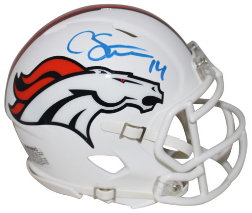 Courtland Sutton Autographed Denver Broncos Flat White Mini Helmet JSA 25811