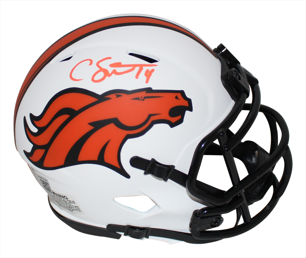 Courtland Sutton Autographed Denver Broncos Lunar Mini Helmet BAS