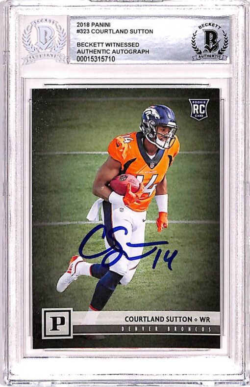 Courtland Sutton Autographed 2018 Panini #323 Trading Card Beckett