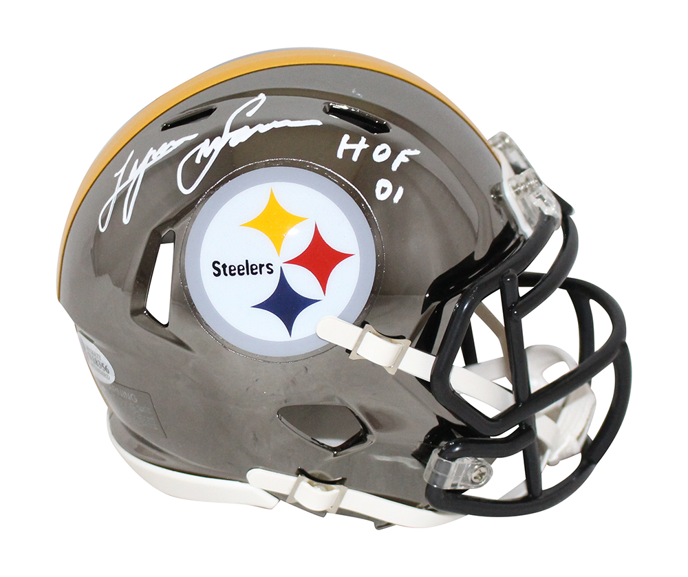 Lynn Swann Autographed Pittsburgh Steelers Chrome Mini Helmet HOF BAS 32186