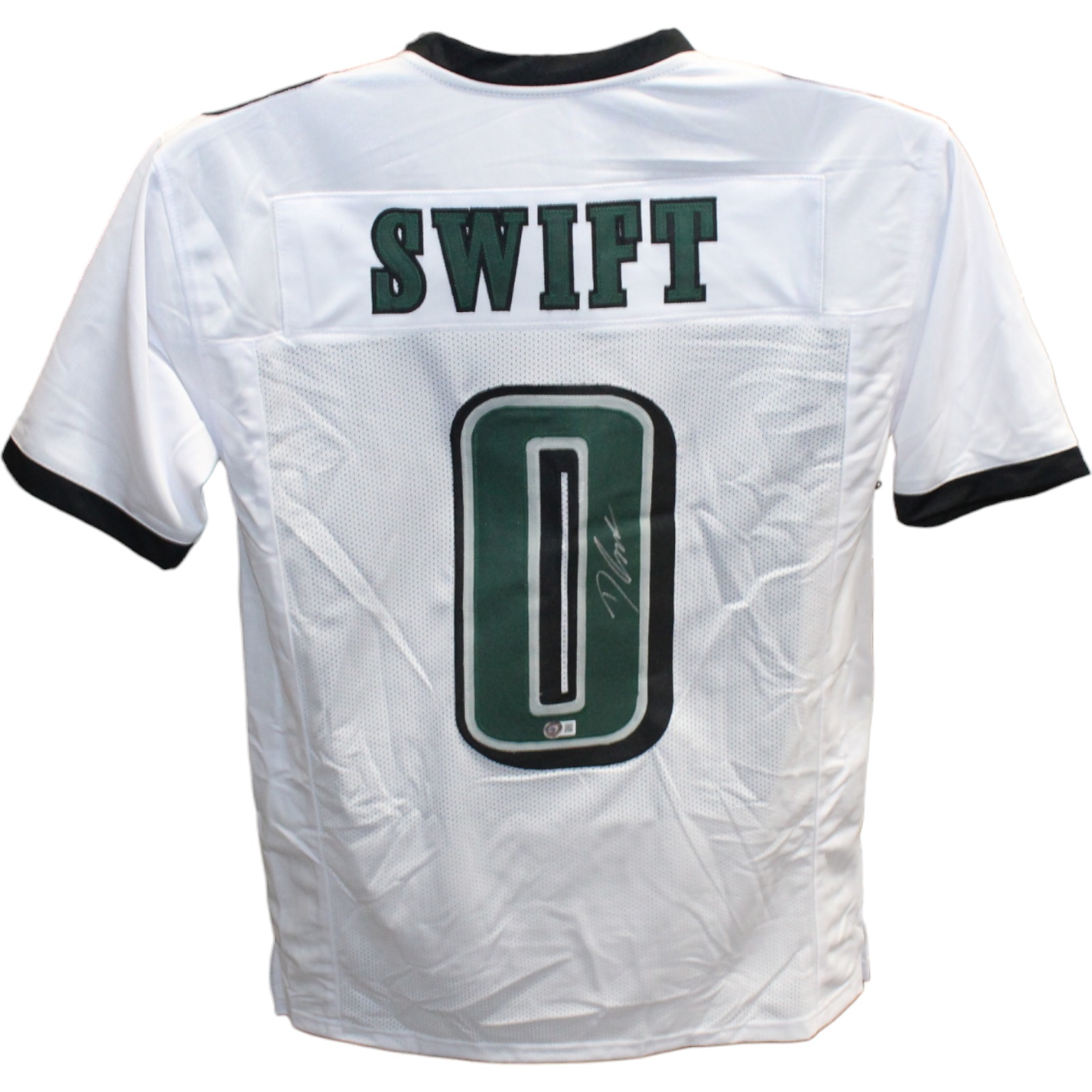 D'Andre Swift Autographed/Signed Pro Style White Jersey Beckett