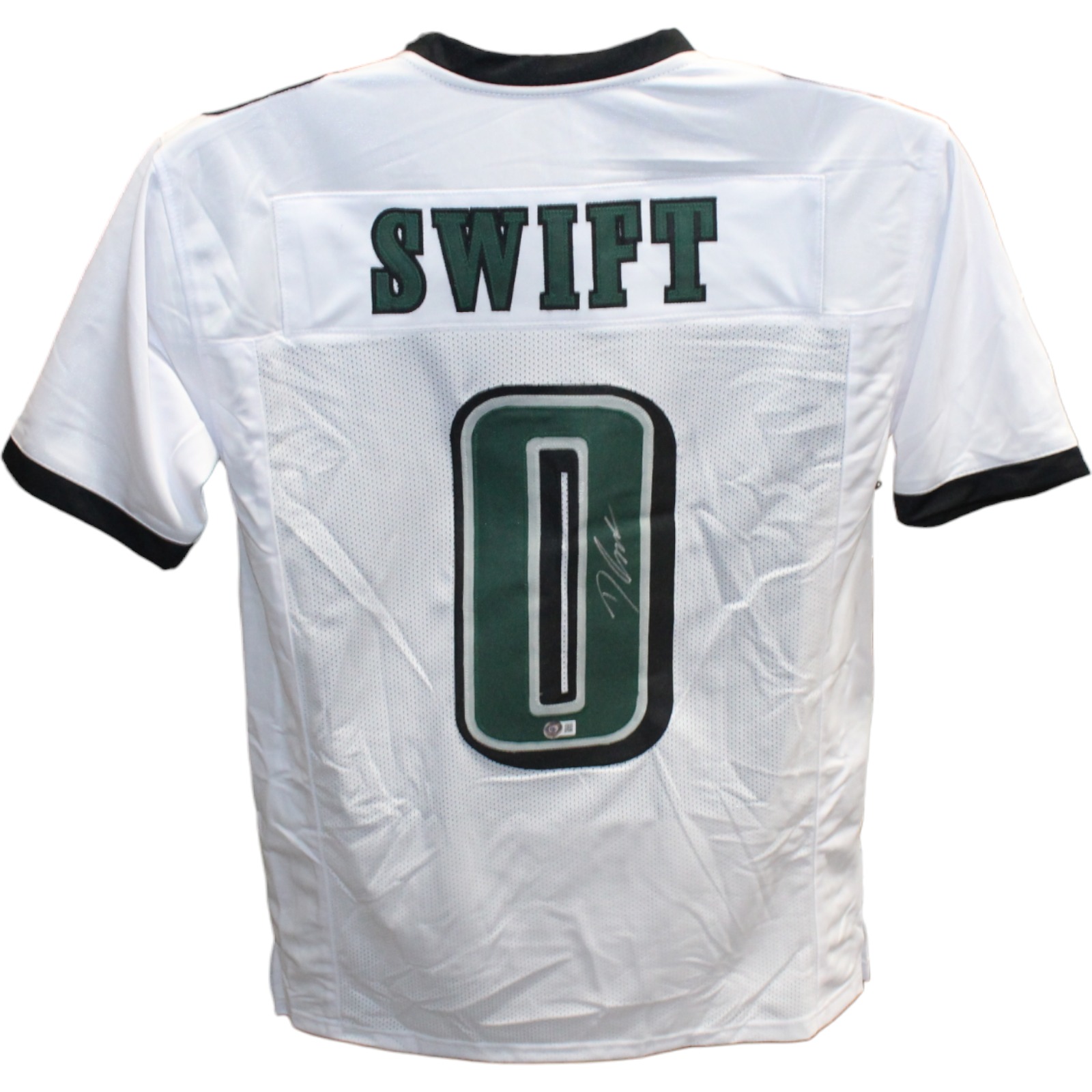 D'Andre Swift Autographed/Signed Pro Style White Jersey Beckett 