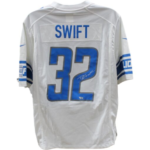 D'Andre Swift Signed Detroit Lions White Nike Jersey FAN 45989