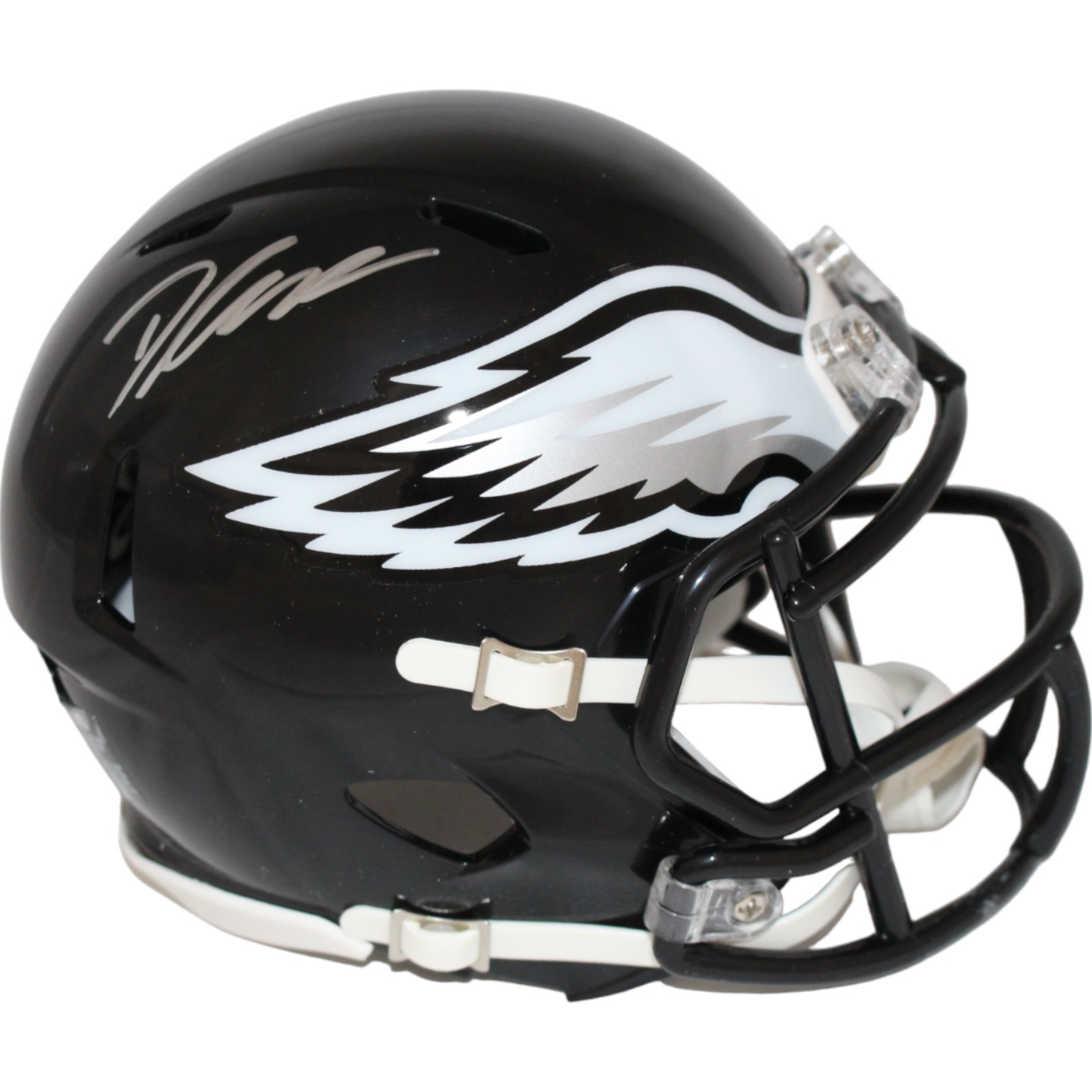 D'Andre Swift Signed Philadelphia Eagles 22 Alt Mini Helmet Beckett 