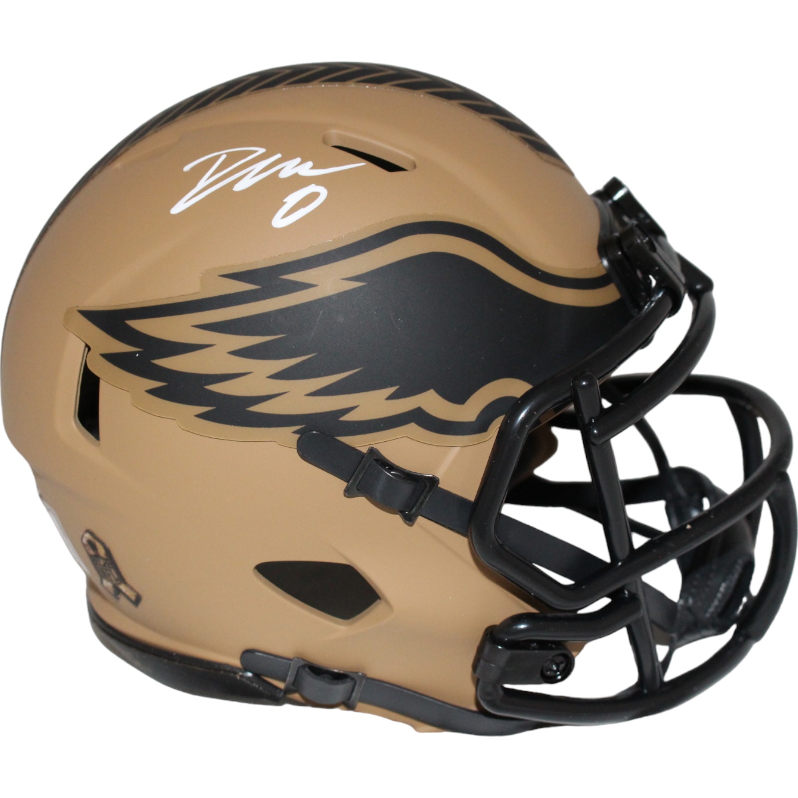 D'Andre Swift Signed Philadelphia Eagles '23 Salute Mini Helmet BAS