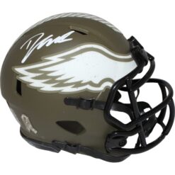D'Andre Swift Signed Philadelphia Eagles 22 Salute Mini Helmet Beckett