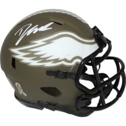 D'Andre Swift Signed Philadelphia Eagles 22 Salute Mini Helmet Beckett 