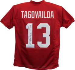 Tua Tagovialoa Autographed/Signed College Style Red XL Jersey Champs BAS 26534