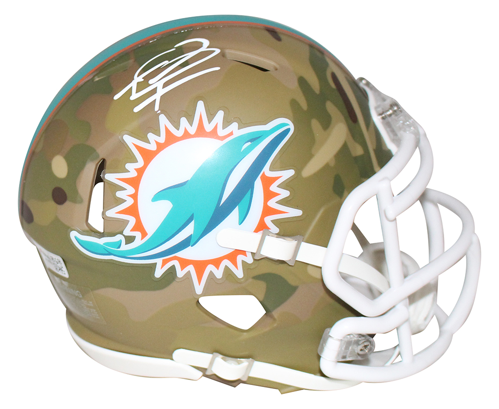 Tua Tagovialoa Autographed Miami Dolphins Camo Mini Helmet FAN 28914