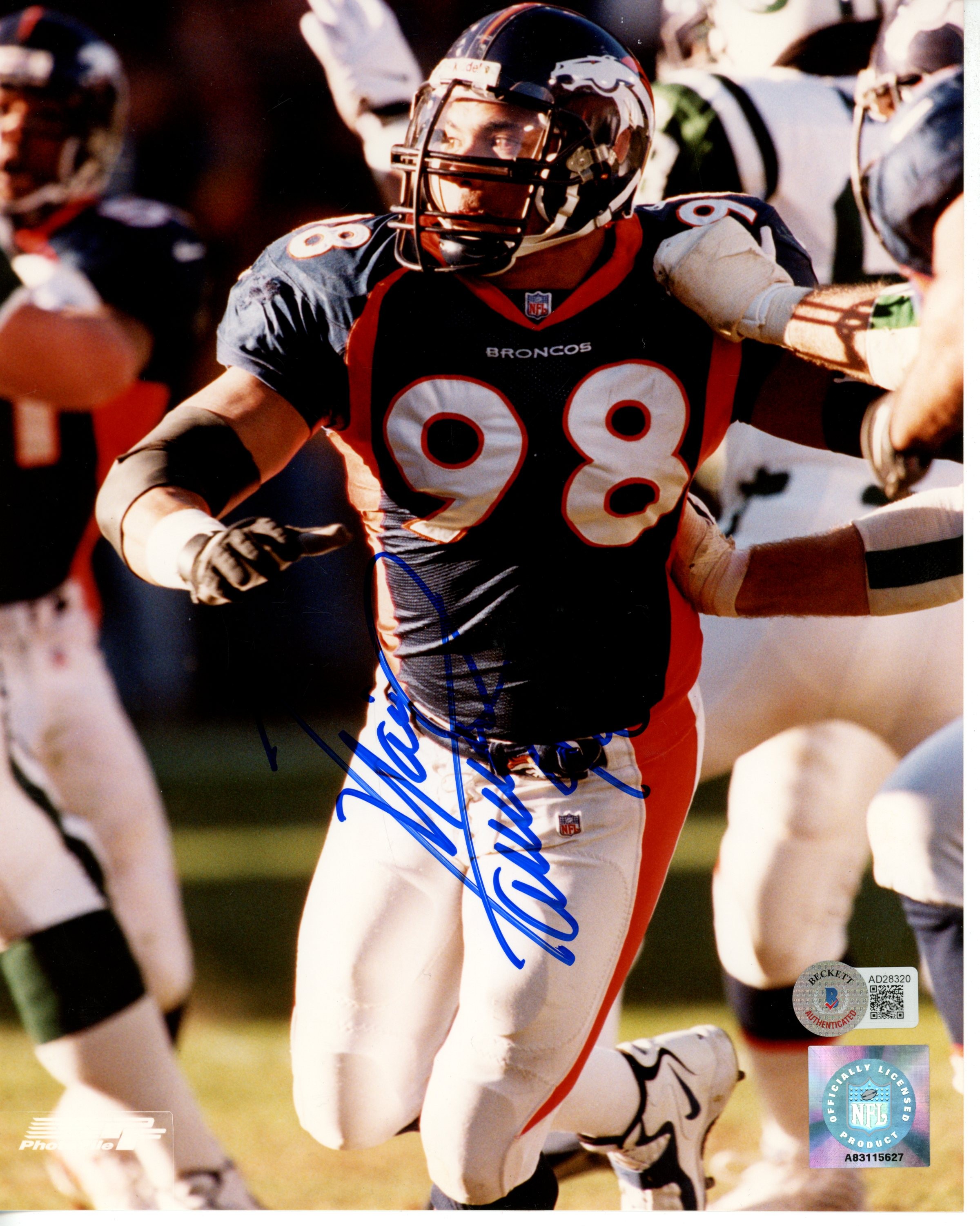 Maa Tanuvasa Autographed/Signed Denver Broncos 8x10 Photo Beckett 55869