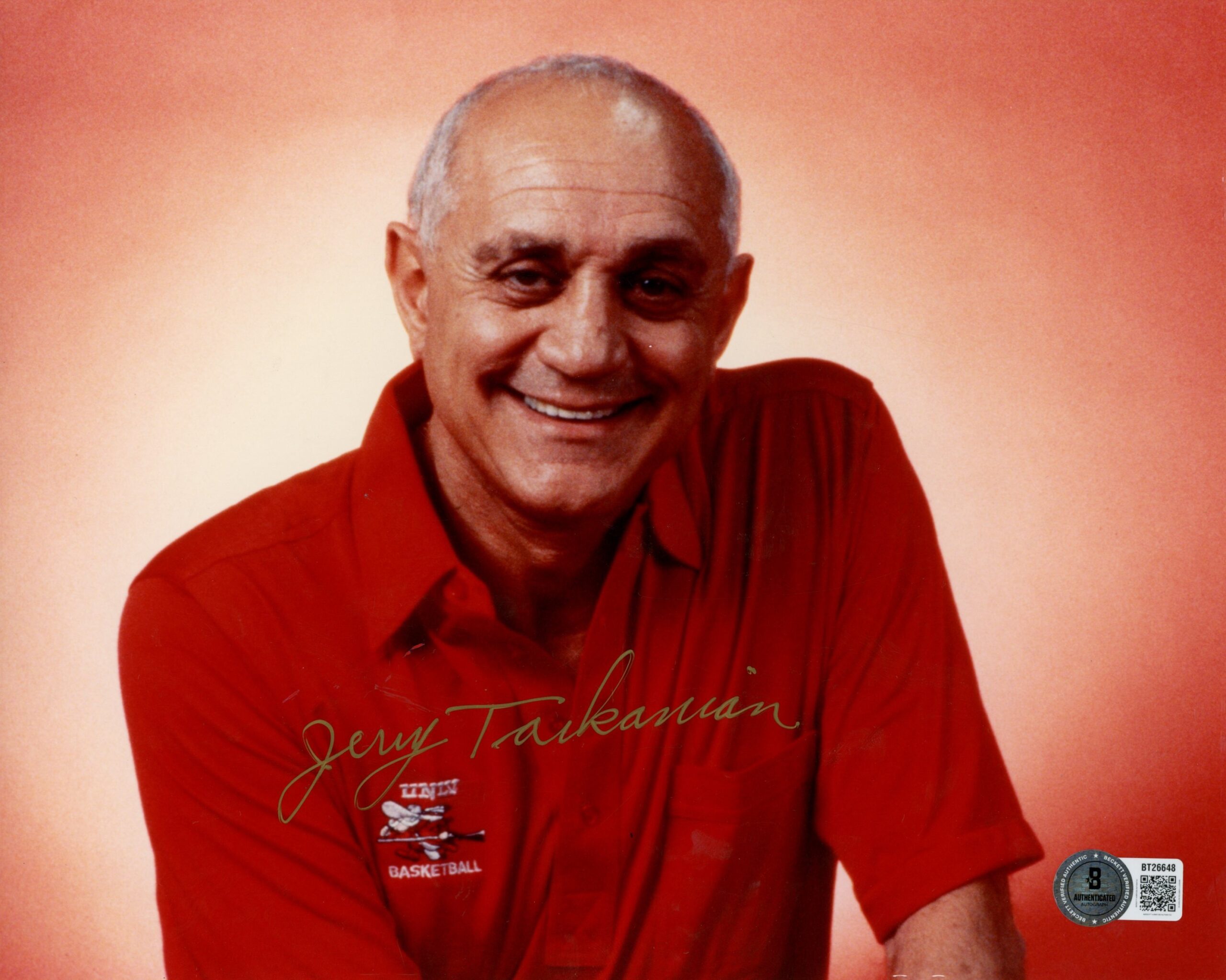 Jerry Tarkanian Autographed/Signed UNLV Rebels 8x10 Photo Red Polo Beckett 56635 1 Jerry Tarkanian Autographed/Signed UNLV Rebels 8x10 Photo Red Polo Beckett 56635