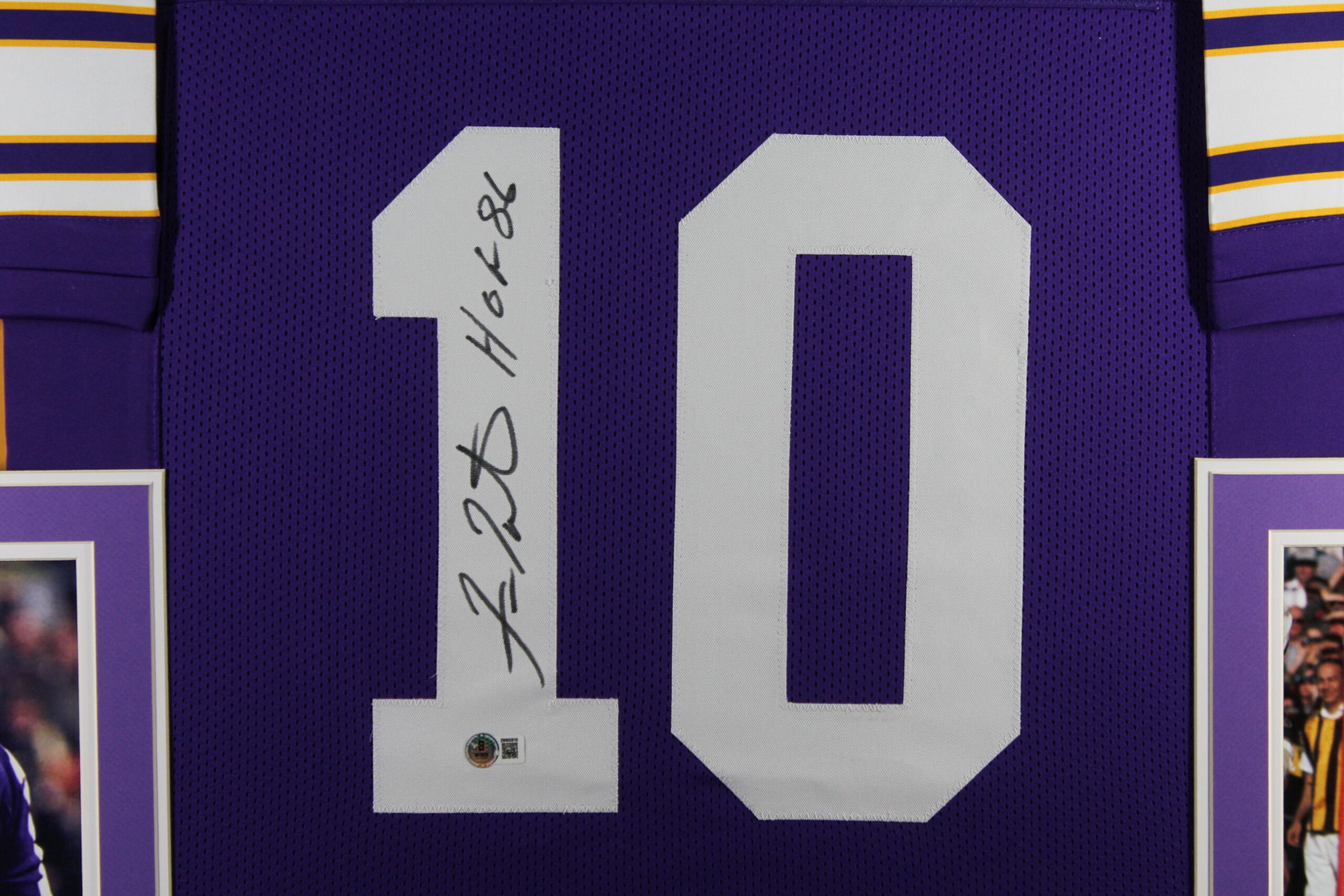 Fran Tarkenton Signed Pro Style Purple XL HOF Framed Jersey 35x43 Beckett 53766 2 Fran Tarkenton Signed Pro Style Purple XL HOF Framed Jersey 35x43 Beckett 53766