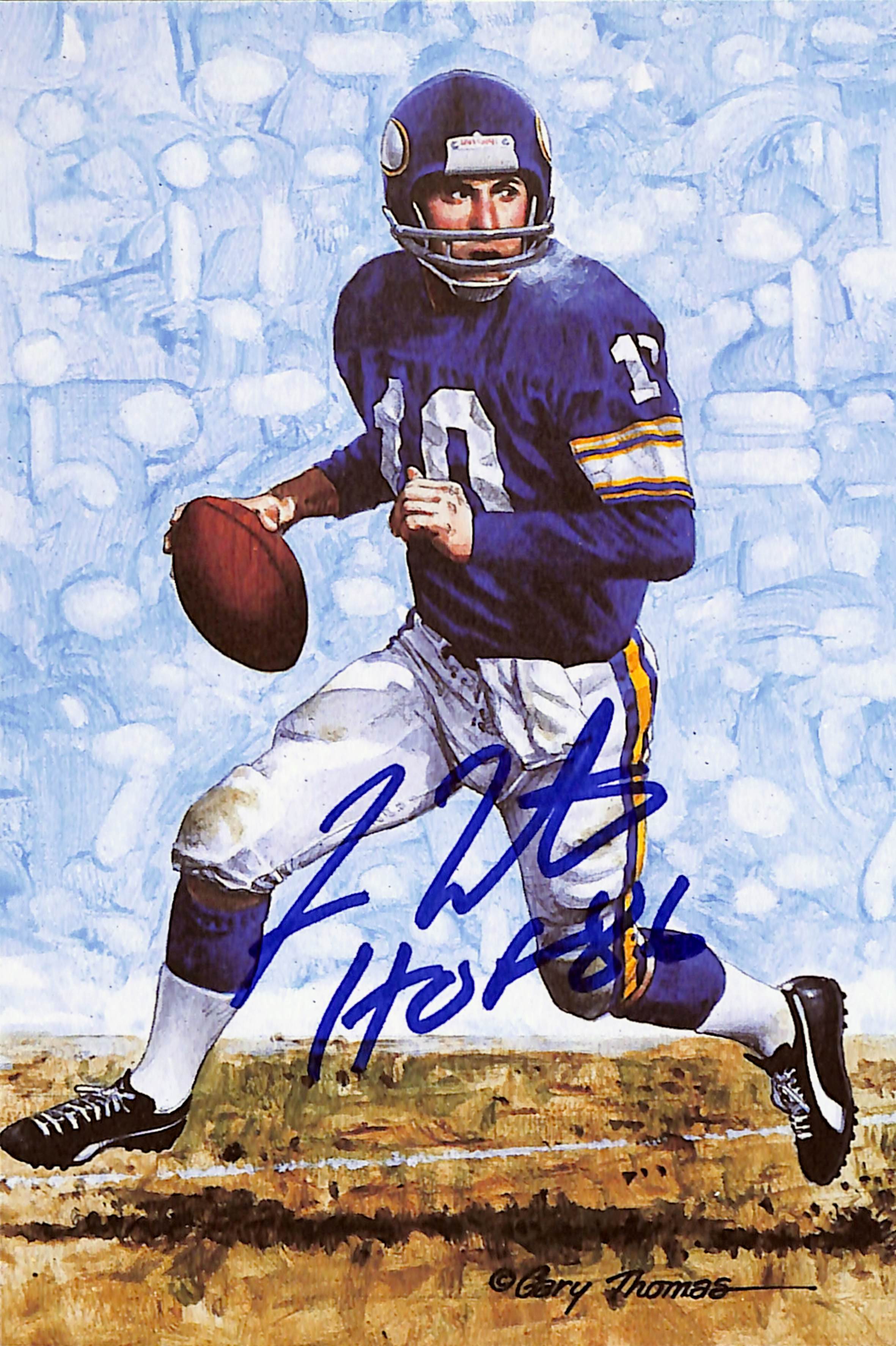 Fran Tarkenton Autographed Minnesota Goal Line Art Card DEN