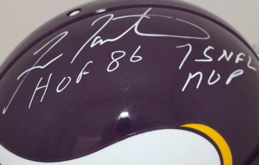 Fran Tarkenton Autographed Minnesota Vikings Authentic Helmet 2 Insc JSA 24279