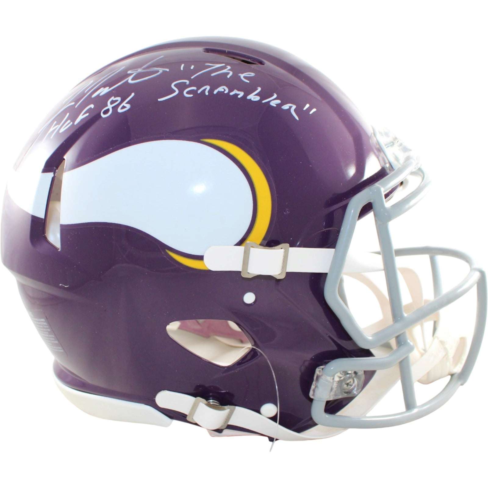 Fran Tarkenton Signed Minnesota Vikings Helmet Pro 61-79 TB 2 insc BAS 58816