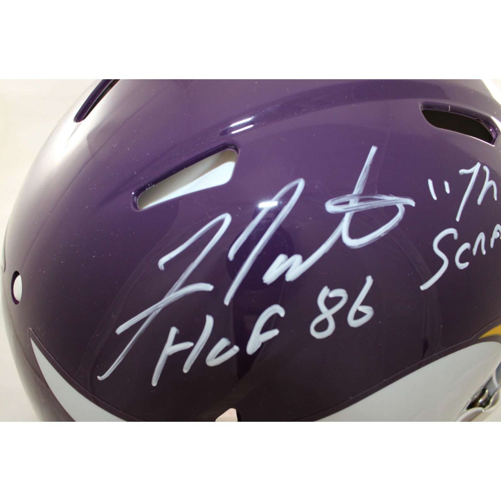 Fran Tarkenton Signed Minnesota Vikings Helmet Pro 61-79 TB 2 insc BAS 58816