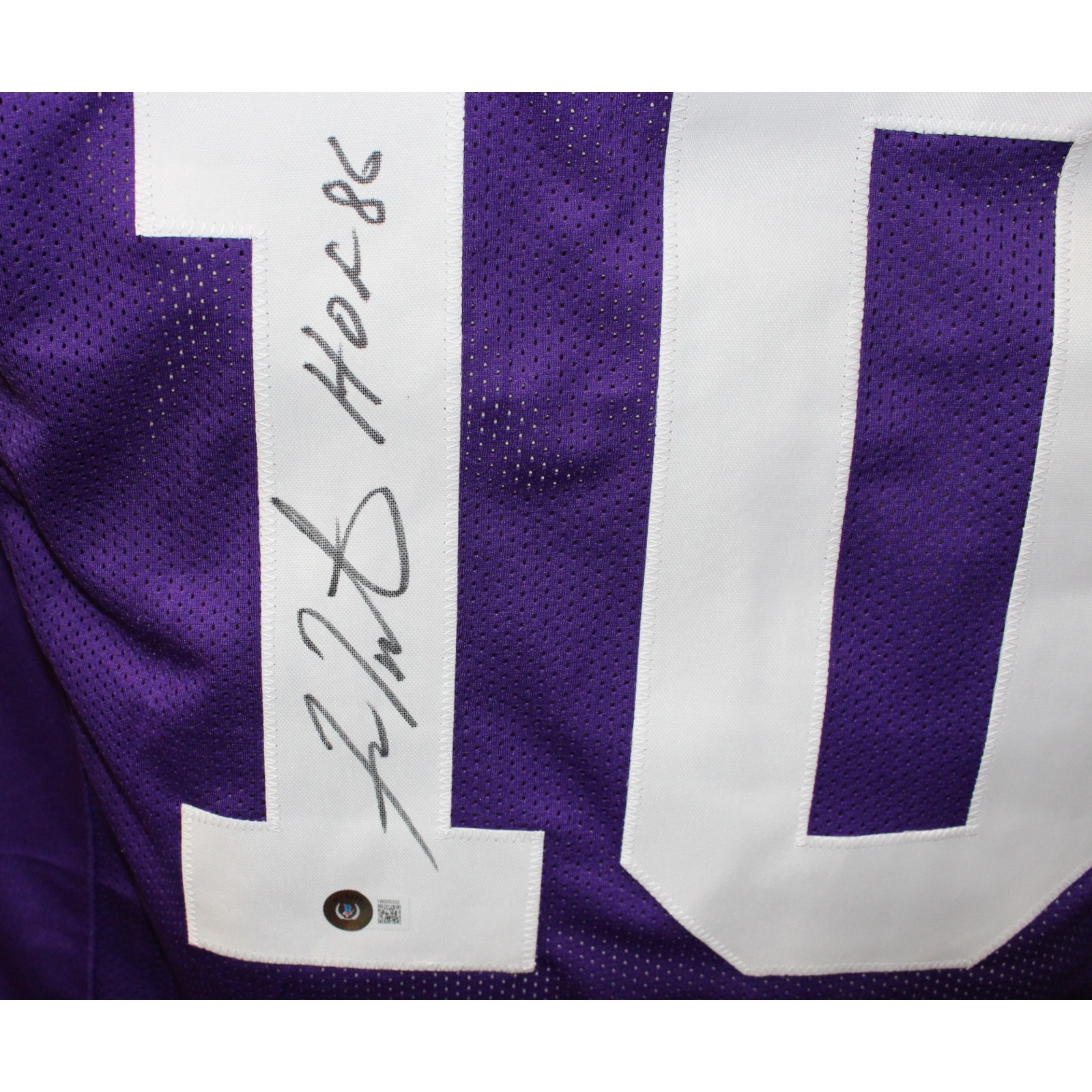 Fran Tarkenton Autographed/Signed Pro Style Purple HOF Jersey Beckett