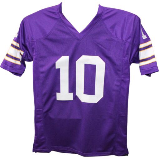 Fran Tarkenton Autographed/Signed Pro Style Purple HOF Jersey Beckett