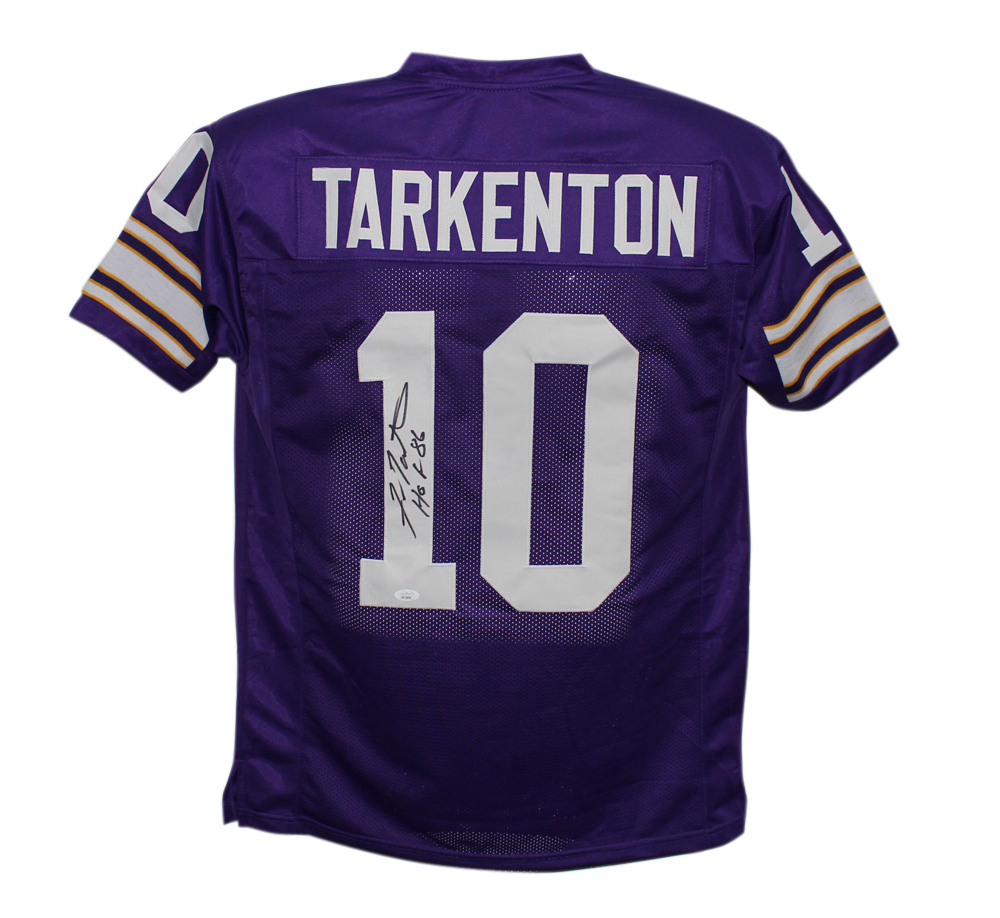 Fran Tarkenton Autographed/Signed Pro Style Purple XL Jersey JSA