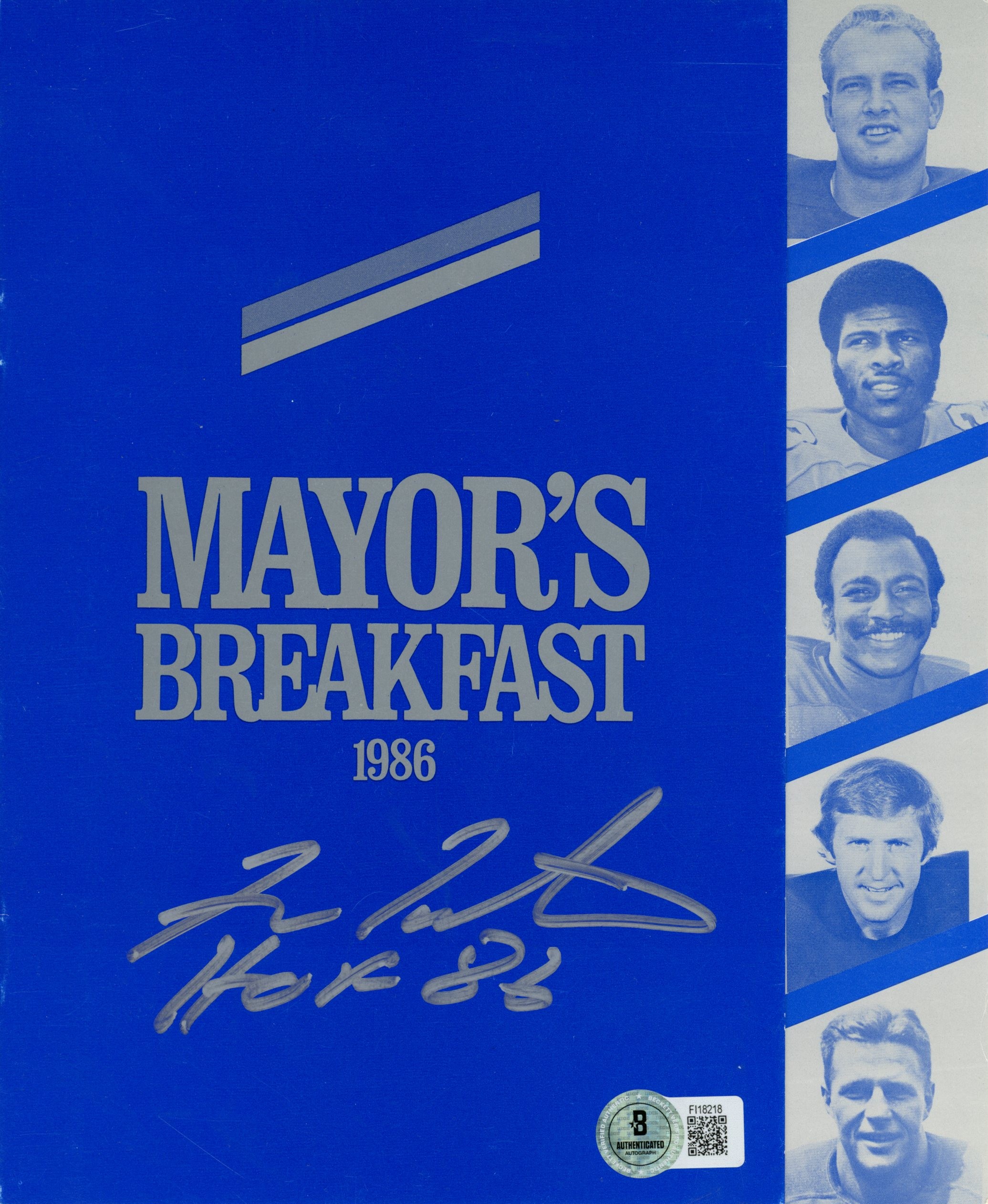 Fran Tarkenton Signed Minnesota Vikings 86 Mayor B'Fast Magazine Beckett 57197