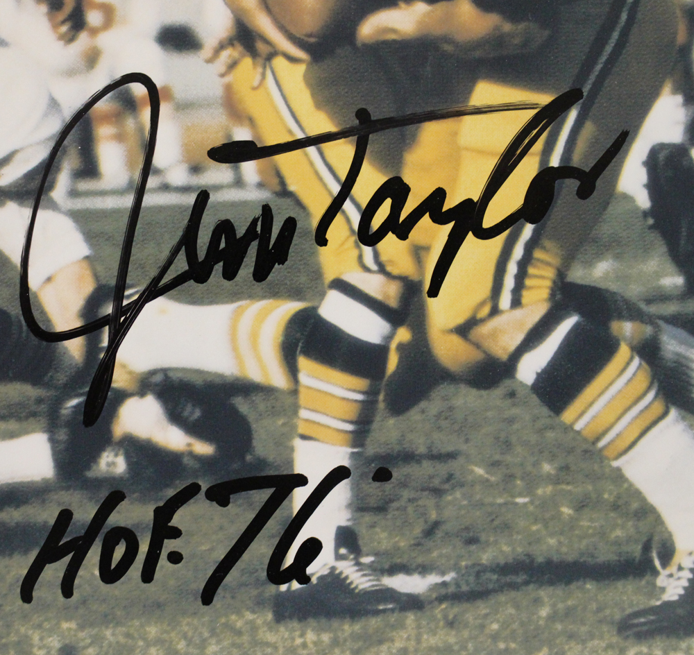 Jim Taylor & Bobby Bell Autographed/Signed Dry Mounted 11x14 Photo JSA